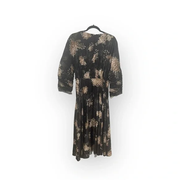 Vince ❀ Lilac Floral Micro Pleated Midi Dress ❀ Coastal Blue Floral Print ❀ Sml